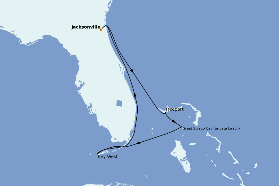 Itinerario del crucero Bahamas 5 días a bordo del Norwegian Gem