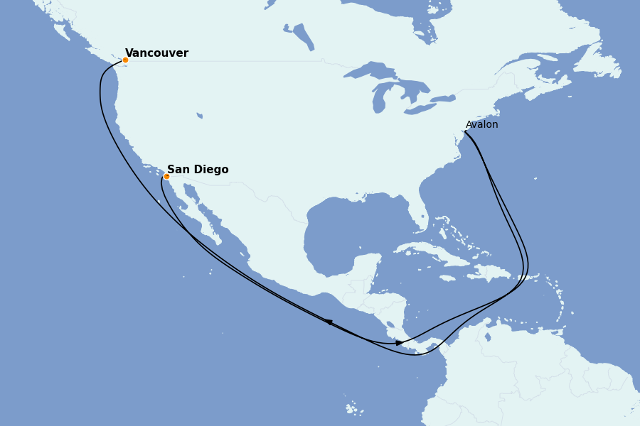 Itinerario del crucero Alaska, Canadá y Glaciares 4 días a bordo del Ms Eurodam