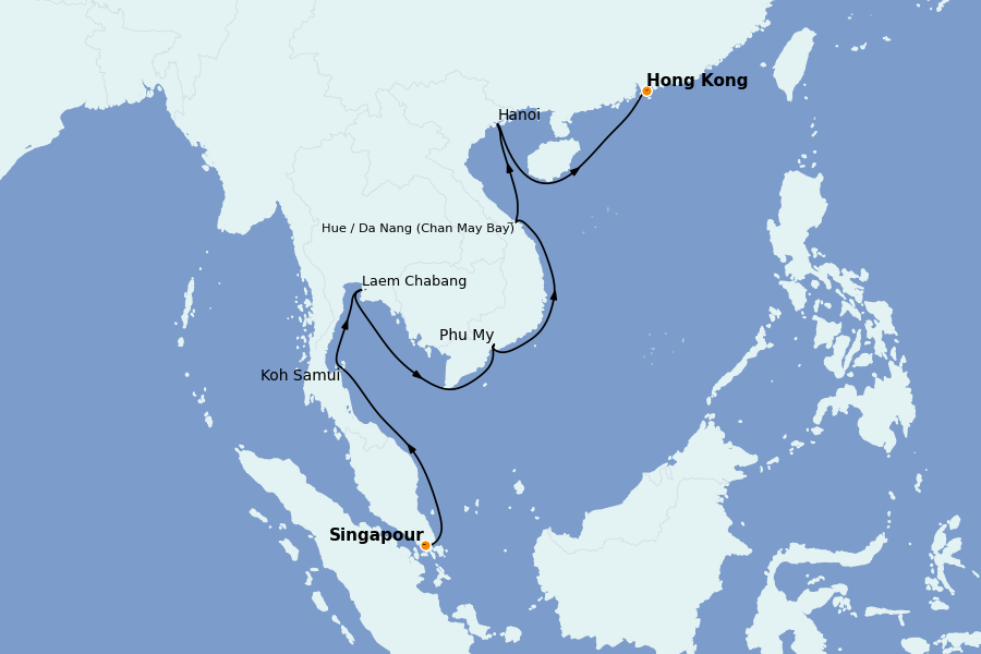 Itinerario del crucero China, Japón, Hong Kong, Taiwán, Corea del Sur 11 días a bordo del Seven Seas Splendor