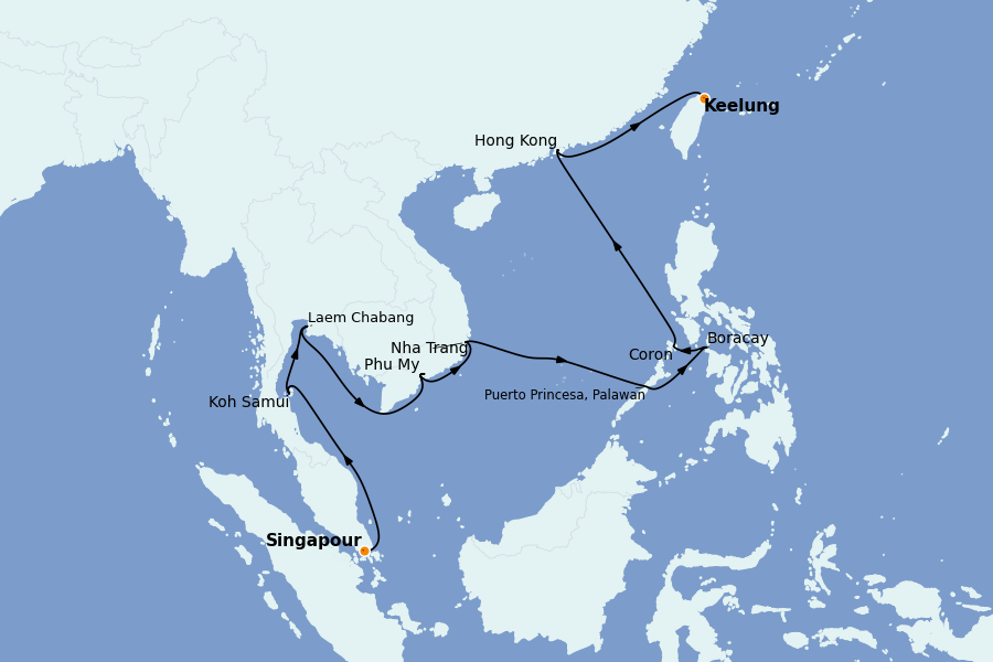 Itinerario del crucero China, Japón, Hong Kong, Taiwán, Corea del Sur 14 días a bordo del Norwegian Sun