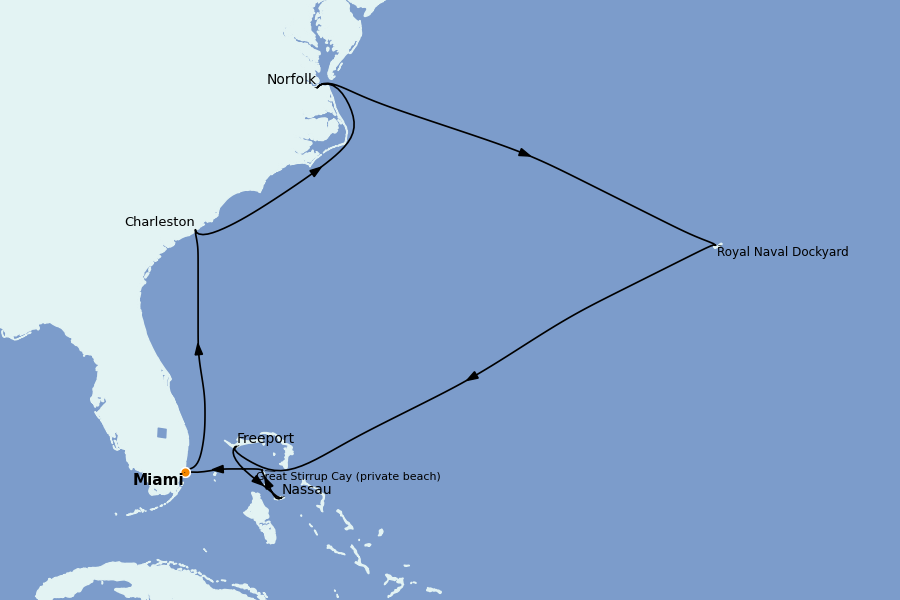 Itinéraire de la croisière Caraïbes de l'Est (Antilles) 14 jours à bord du Allura