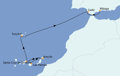 Itinerario del crucero Mediterráneo 8 días a bordo del Le Lyrial