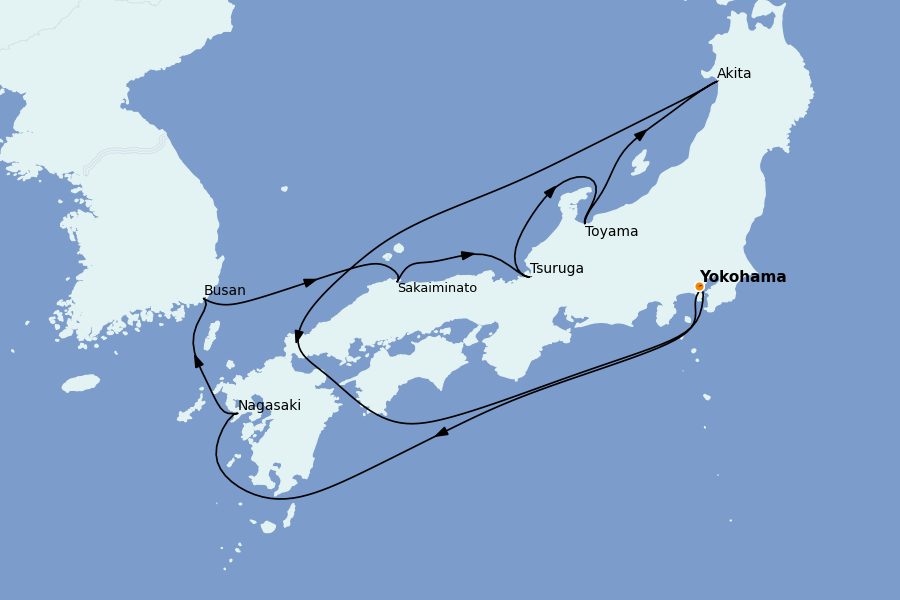 Itinerario del crucero Asia 9 días a bordo del Diamond Princess