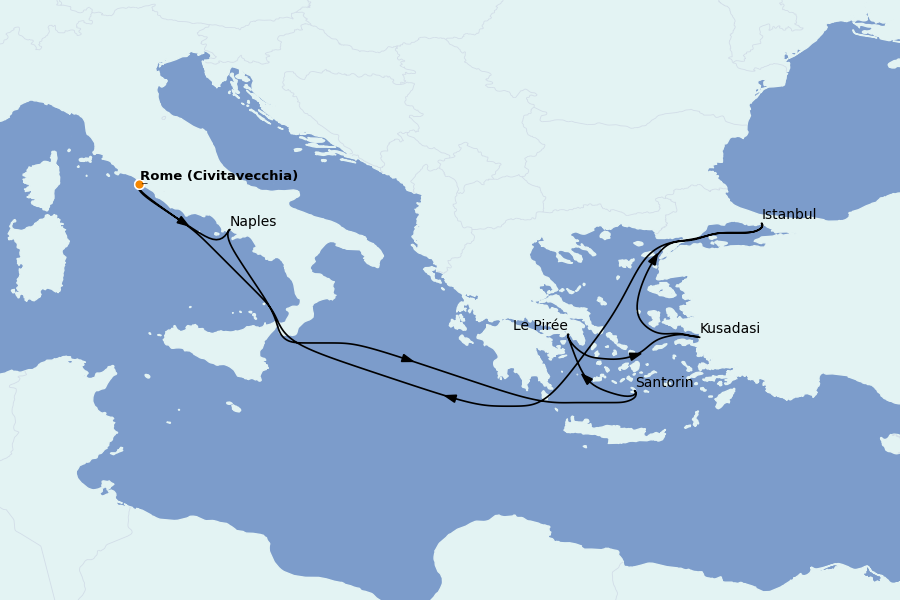 Itinéraire de la croisière Méditerranée Occidentale 10 jours à bord du Odyssey of the Seas