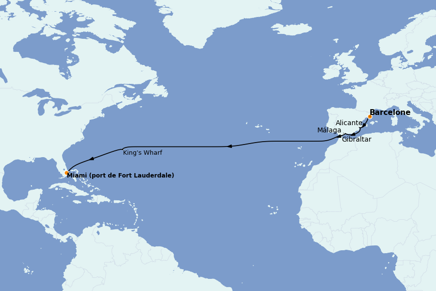 Itinerario del crucero Mediterráneo Occidental 14 días a bordo del Ms Oosterdam