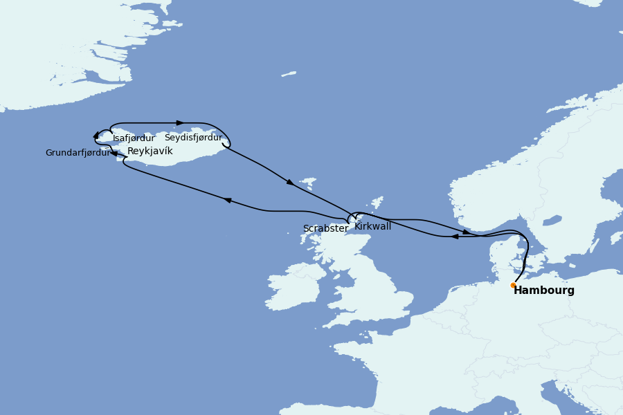Itinerario del crucero Islas Británicas 12 días a bordo del Costa Favolosa