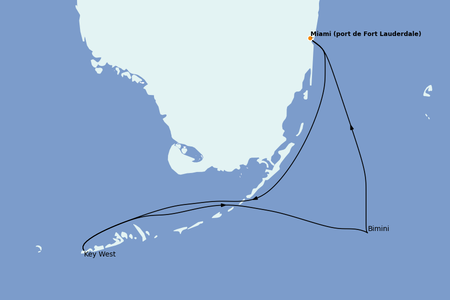 Itinéraire de la croisière Bahamas 4 jours à bord du Jewel of the Seas