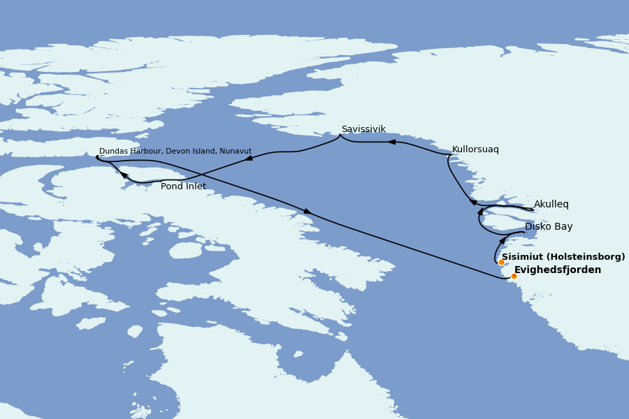 Itinerario del crucero Polo Norte 13 días a bordo del Le Lyrial