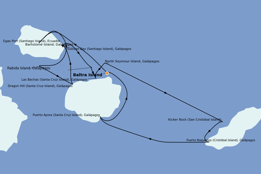 Itinéraire de la croisière Îles Galápagos, Île de Pâques  7 jours à bord du Celebrity Flora