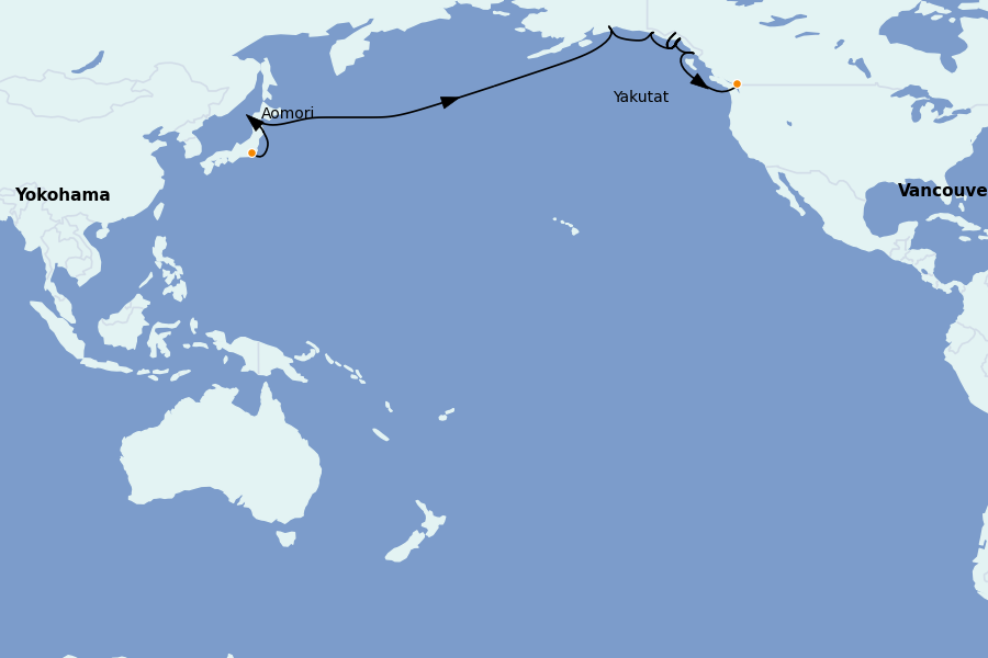 Itinéraire de la croisière Alaska, Canada et Glacières 22 jours à bord du Coral Princess