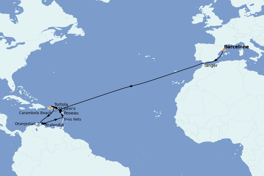 Itinerario del crucero Mediterráneo Occidental 26 días a bordo del Seabourn Ovation