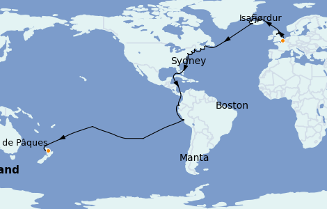 Itinerario del crucero Australia 2024 50 días a bordo del Coral Princess
