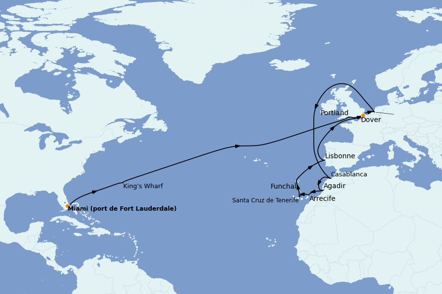 Itinerario del crucero Mediterráneo Occidental 26 días a bordo del Ms Nieuw Statendam
