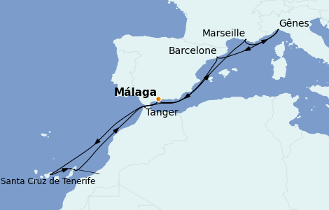 Itinerario del crucero Mediterráneo 11 días a bordo del MSC Magnifica