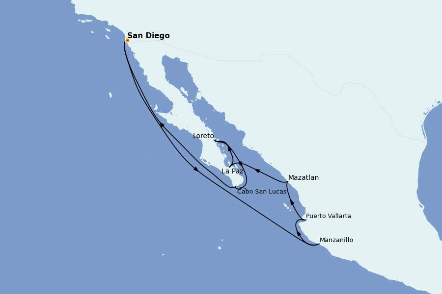 Itinerario del crucero Riviera Mexicana y América Central (Costa Pacífica) 11 días a bordo del Ms Koningsdam