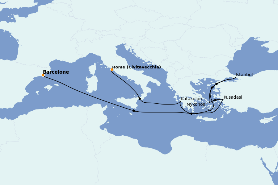 Itinerario del crucero Grecia y Adriático 10 días a bordo del Celebrity Equinox
