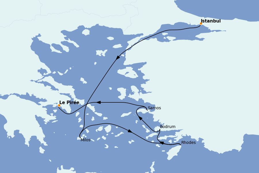 Itinerario del crucero Mediterráneo Oriental: Islas Griegas, Adriático y Turquía 7 días a bordo del Explora I