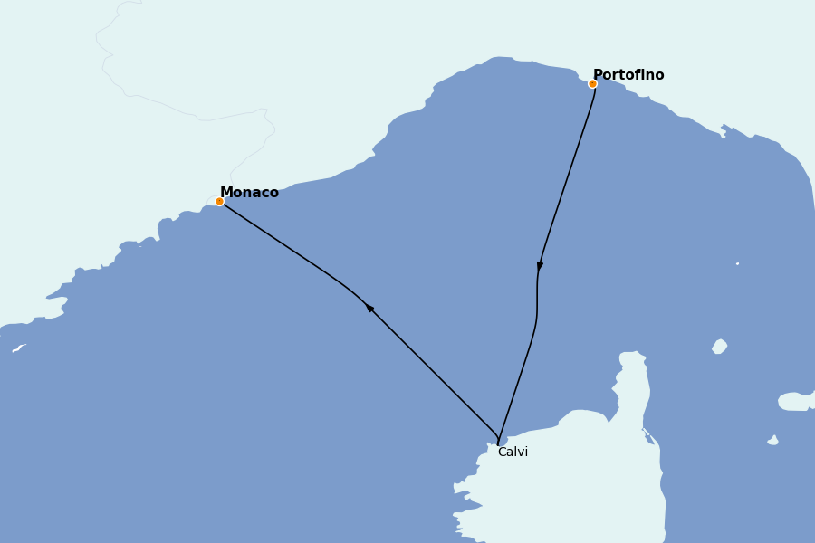 Itinerario del crucero Mediterráneo 4 días a bordo del Star Flyer