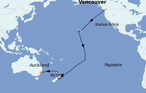 Itinerario del crucero Australia 2022 29 días a bordo del Royal Princess