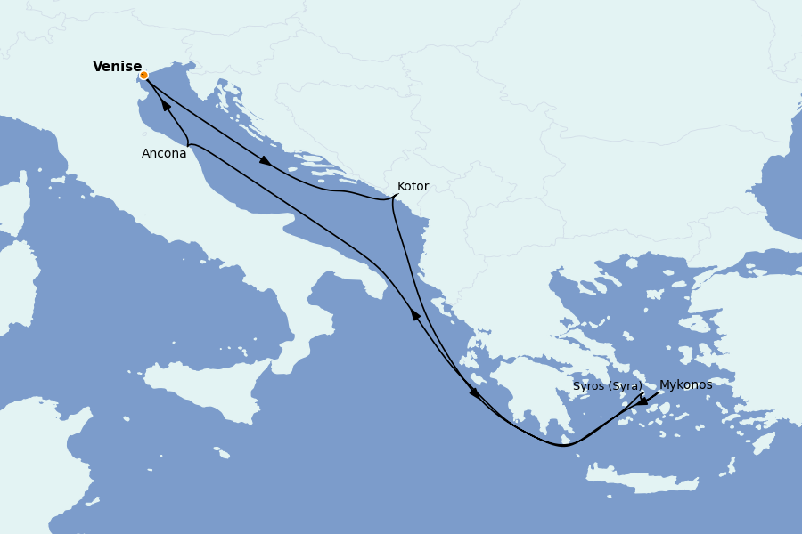 Itinéraire de la croisière Méditerranée Occidentale 7 jours à bord du MSC Lirica
