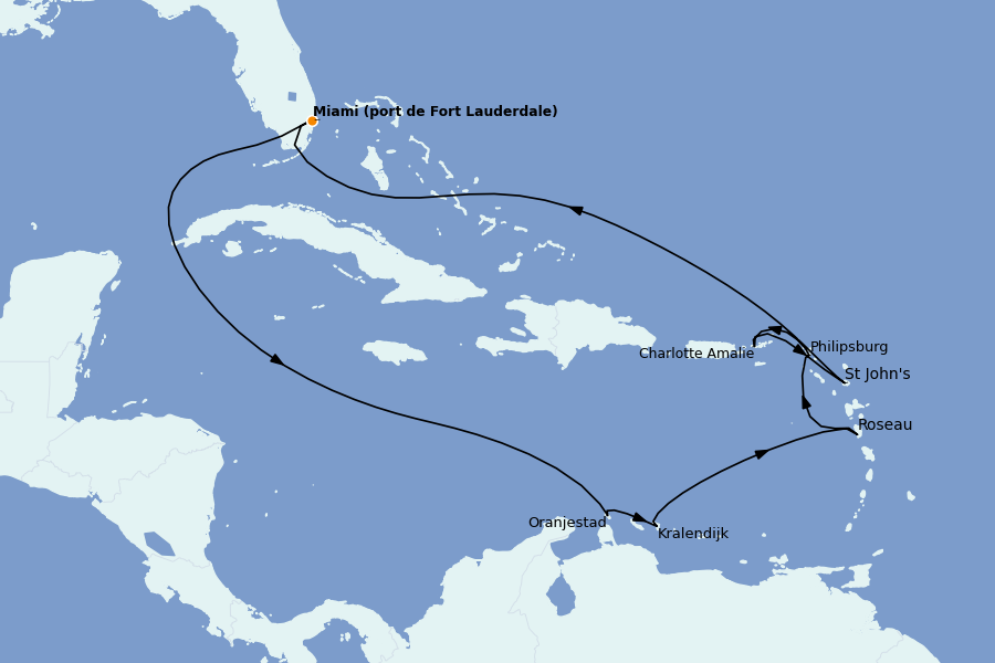 Itinerario del crucero Caribe del Este 12 días a bordo del Caribbean Princess