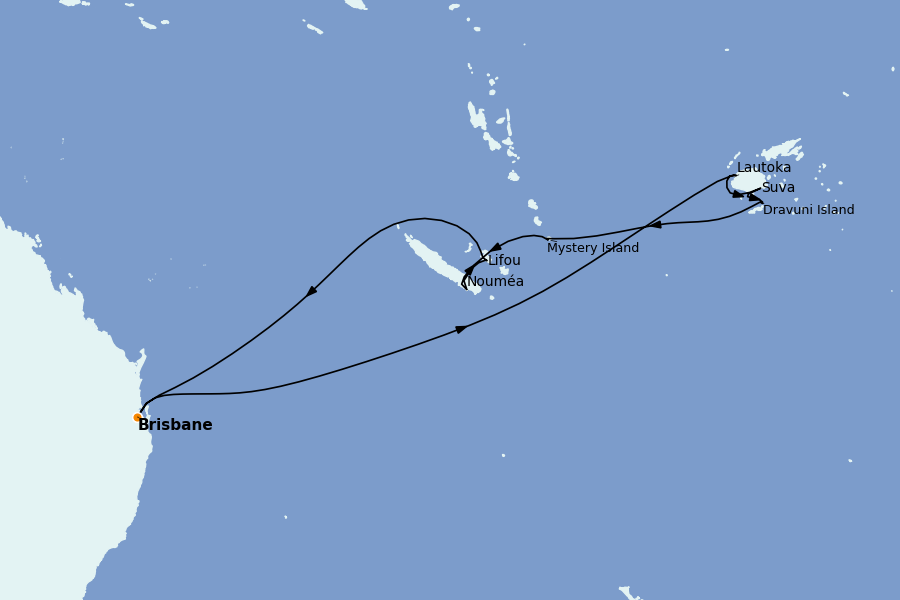 Itinéraire de la croisière AUSTRALIE ET NOUVELLE-ZÉLANDE 14 jours à bord du Grand Princess
