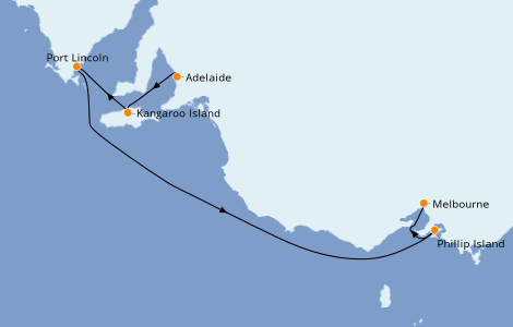 Itinerario del crucero Australia 2022 5 días a bordo del Sapphire Princess
