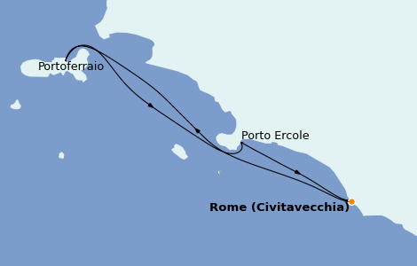 Itinerario del crucero Mediterráneo 3 días a bordo del Royal Clipper