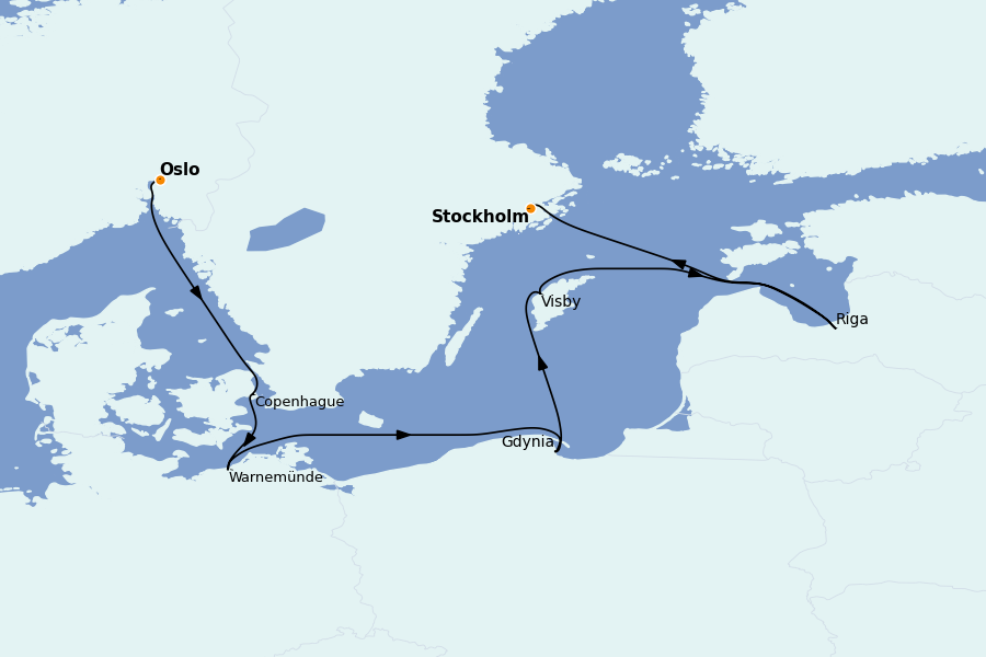 Itinerario del crucero Mar Báltico 6 días a bordo del MSC Magnifica