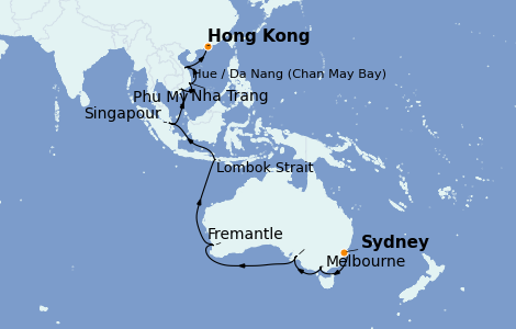 Itinerario del crucero Australia 2024 21 días a bordo del Majestic Princess