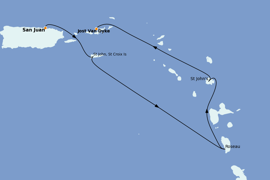 Itinerario del crucero Caribe del Este 8 días a bordo del Silver Nova