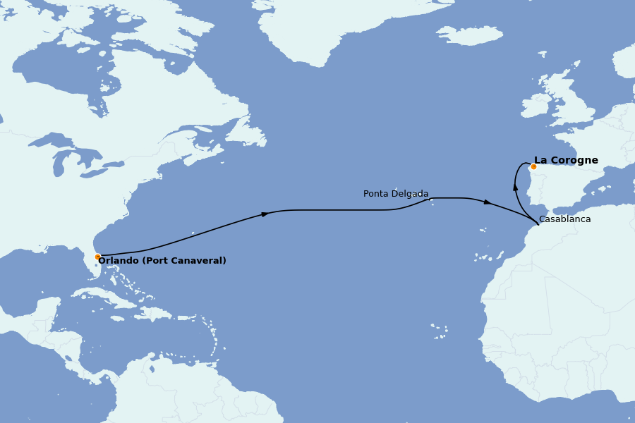 Itinerario del crucero Islas Canarias 15 días a bordo del Sky Princess
