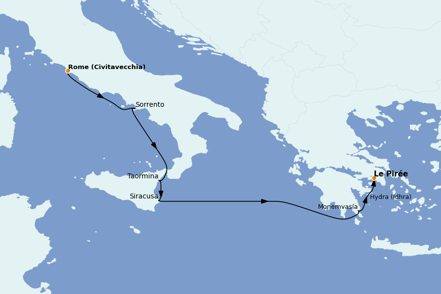 Itinéraire de la croisière Méditerranée Occidentale 11 jours à bord du Star Clipper