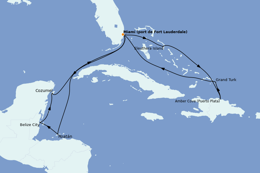 Itinerario del crucero Caribe del Este (Antillas) 14 días a bordo del Star Princess