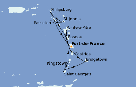 Itinerario del crucero Caribe del Este 14 días a bordo del MSC Seaside