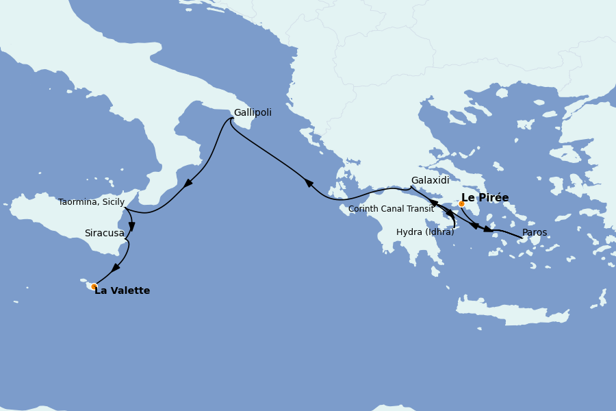 Itinerario del crucero Mediterráneo Occidental 7 días a bordo del L'Austral