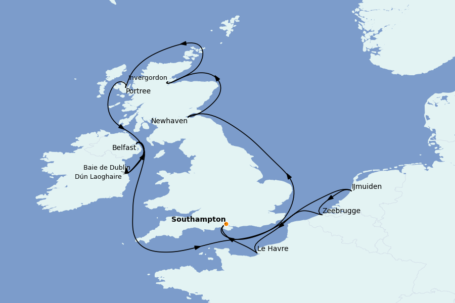 Itinerario del crucero Islas Británicas 11 días a bordo del Norwegian Dawn