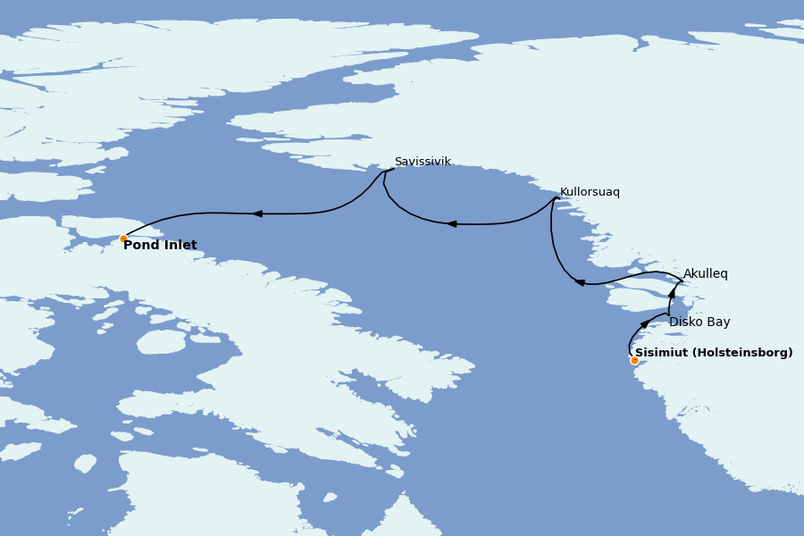 Itinerario del crucero Polo Norte 13 días a bordo del Le Lyrial