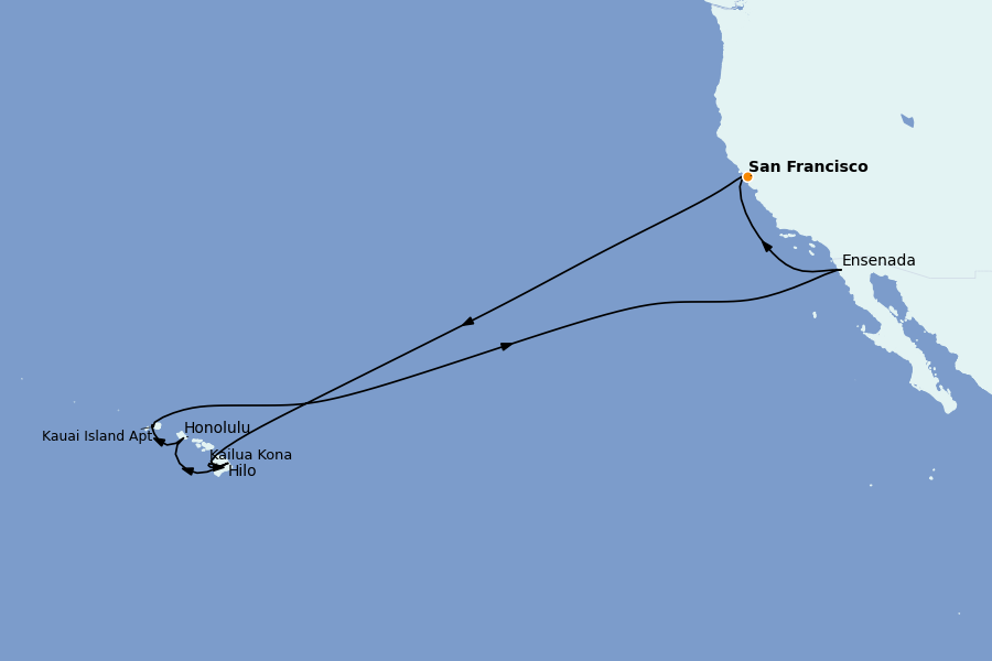 Itinerario del crucero Riviera Mexicana y América Central (Costa Pacífica) 16 días a bordo del Ruby Princess