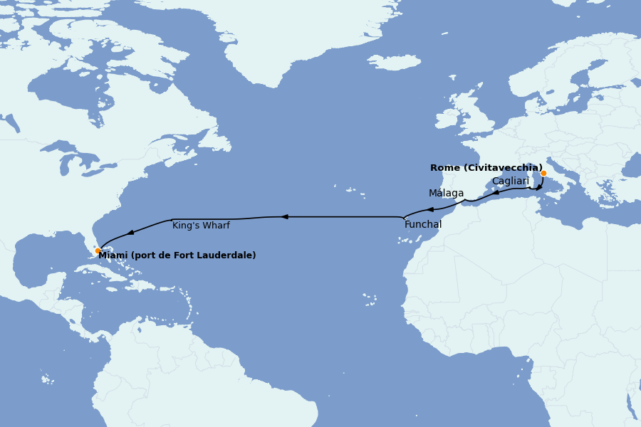 Itinerario del crucero Mediterráneo Occidental 14 días a bordo del Celebrity Ascent