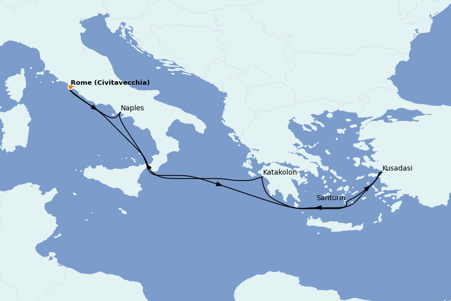 Itinerario del crucero Mediterráneo 7 días a bordo del Enchanted Princess
