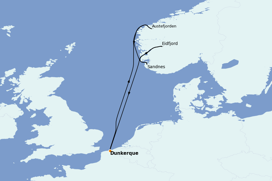 Itinerario del crucero Fiordos y Noruega 7 días a bordo del Renaissance