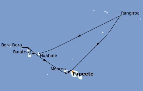 Itinerario del crucero Polinesia 10 días a bordo del Norwegian Spirit
