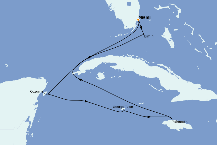 Itinéraire de la croisière Caraïbes de l'Est (Antilles) 7 jours à bord du Independence of the Seas