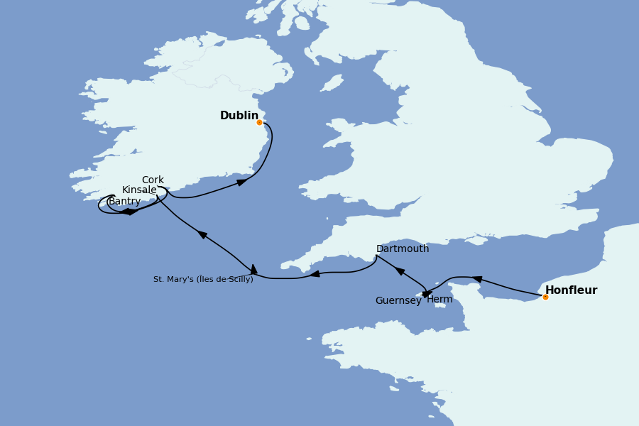 Itinerario del crucero Islas Británicas 7 días a bordo del L'Austral