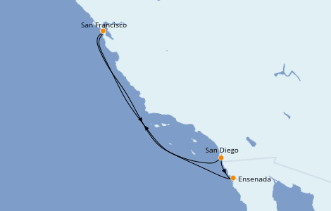 Itinerario del crucero California 5 días a bordo del Carnival Miracle