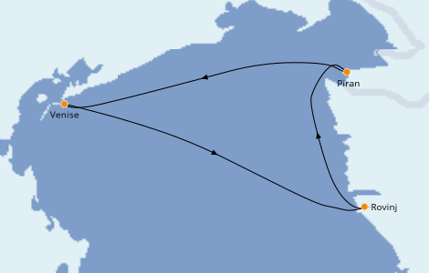 Itinerario del crucero Mediterráneo 3 días a bordo del Royal Clipper