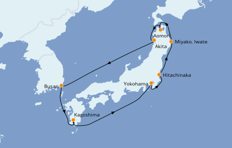 Itinerario del crucero Asia 9 días a bordo del Diamond Princess