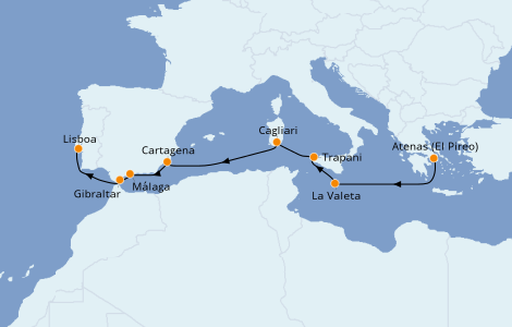 Itinerario del crucero Mediterráneo 10 días a bordo del Azamara Journey