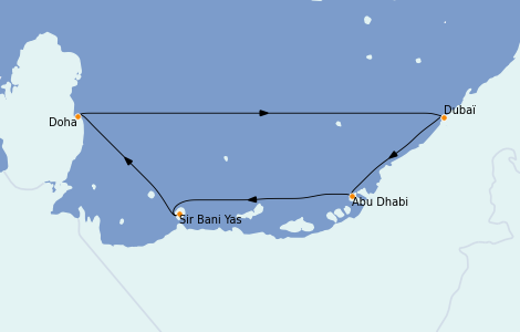 Itinerario del crucero Dubái 7 días a bordo del MSC World Europa